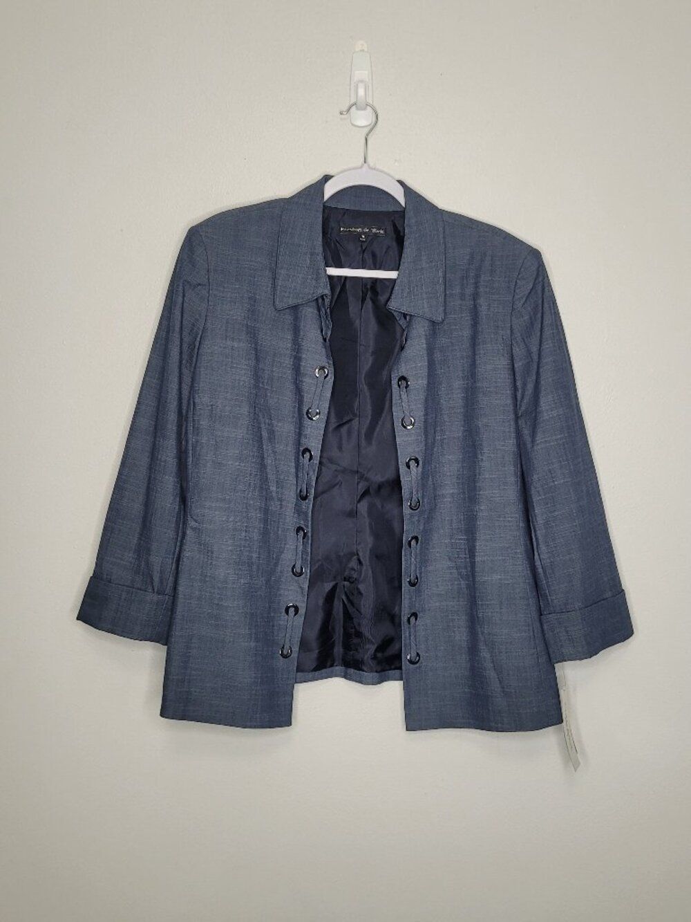 Preston & York blue open front professional business casual office wear blazer